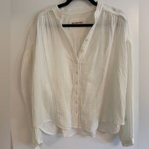 We The Free Cream Button-Up Blouse